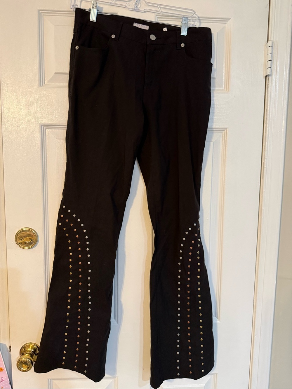 Buffalo David Bitton Black Stud-Embellished Flare Pants